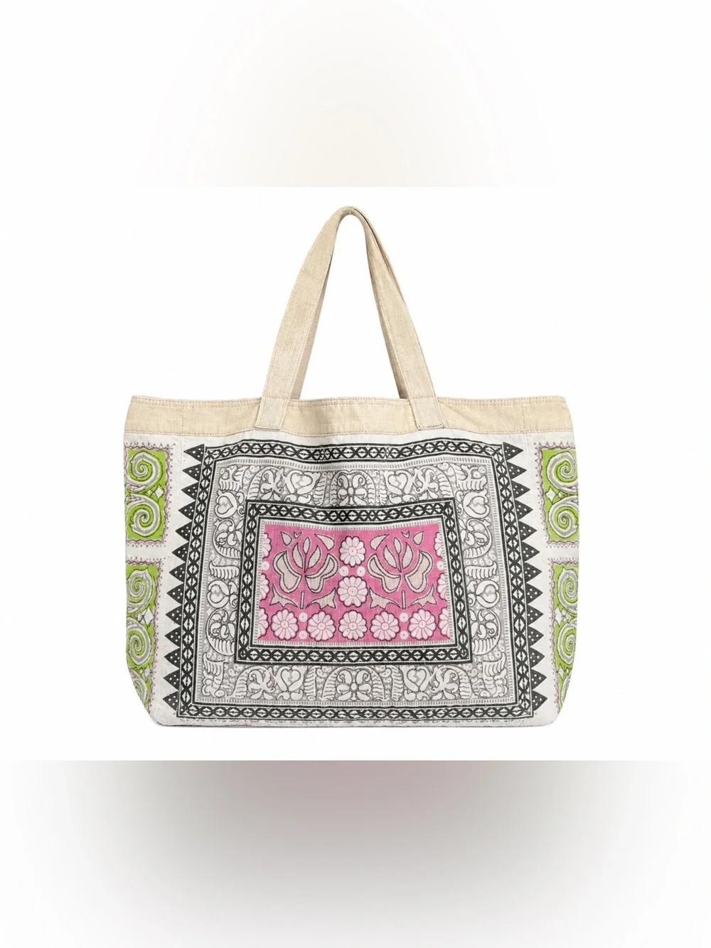 American Eagle Boho Printed Canvas Tote Bag - Floral Market Beach Tote